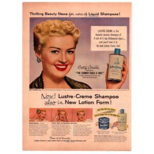 1953 Print Ad Betty Grable Farmer Takes A Wife Lustre Creme Lotion Shampoo!